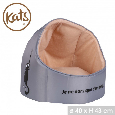 Maison igloo pour chat KATS - Gris et sable - Tissu - D 40 x H 36 cm