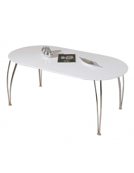 Table ovale à rallonge - Ovali - 140 à 180 cm - Blanc