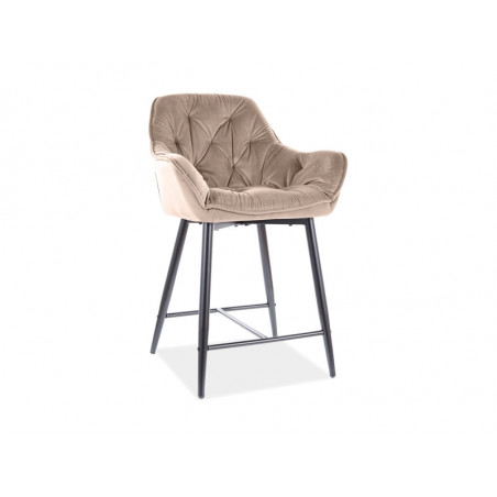 Fauteuil en velours capitonné gamme Cherry - Beige - H 86 cm