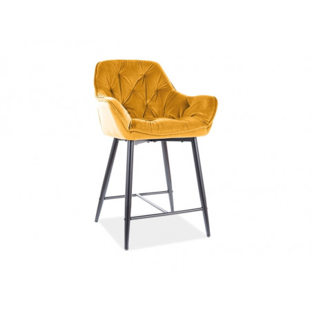 Fauteuil en velours capitonné gamme Cherry - Jaune - H 86 cm