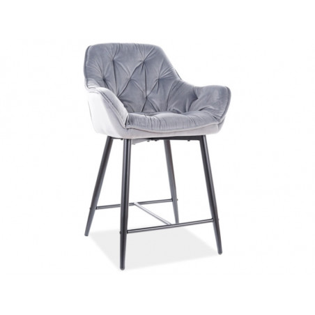 Fauteuil en velours capitonné gamme Cherry - Gris - H 86 cm