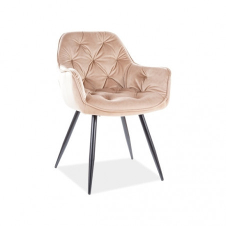 Fauteuil en velours capitonné gamme Cherry - Beige - H 83