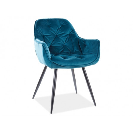 Fauteuil en velours capitonné gamme Cherry - Bleu turquoise - H 83