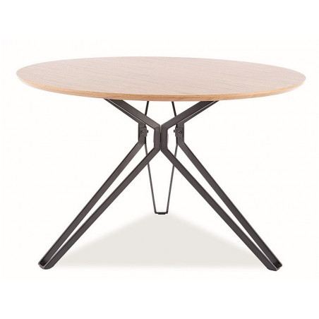 Table à manger ronde avec plateau en bois et pieds en métal - 4 couverts - D 120 x H 76 cm