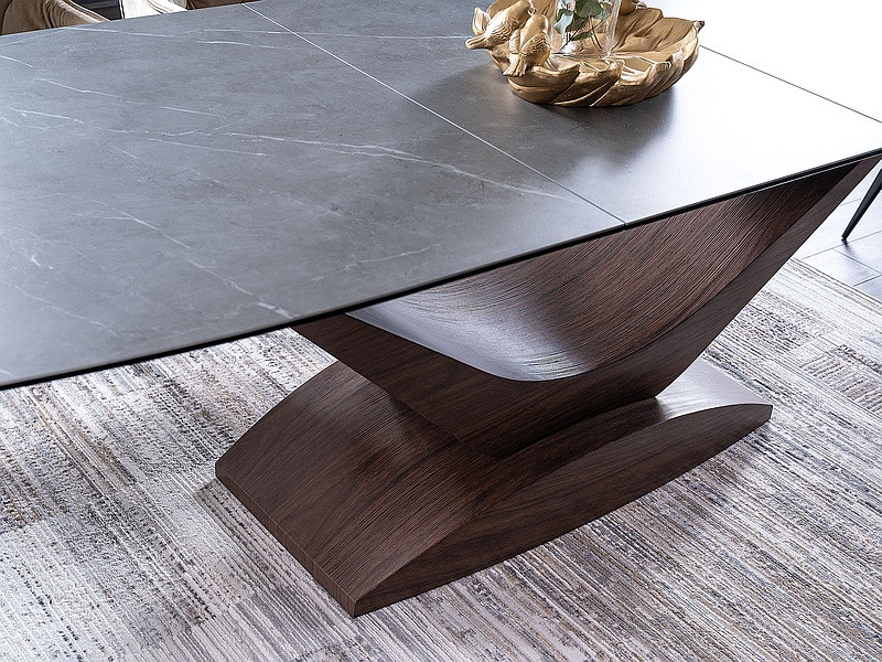 Table extensible jusqu'à 240 cm Terni avec plateau en verre céramique