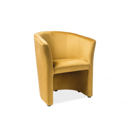 Fauteuil en velours - Jaune - H 76 x L 67 x P 60 cm