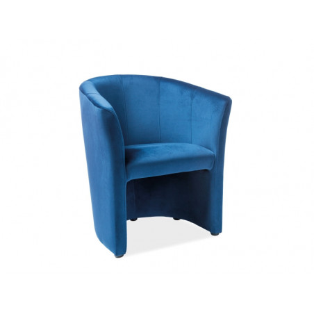 Fauteuil en velours - Bleu - H 76 x L 67 x P 60 cm