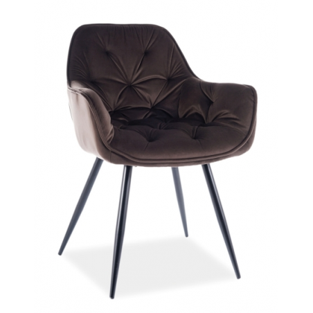 Fauteuil en velours capitonné gamme Cherry - Marron - H 83