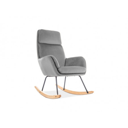 Fauteuil rocking chair en velours - Gris - H 106 cm