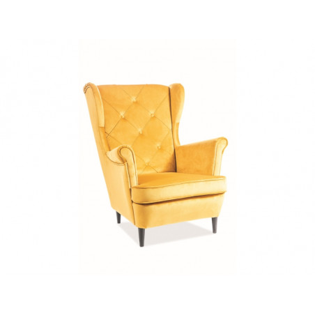 Fauteuil en velours capitonné gamme Lady - Jaune - H 101 cm