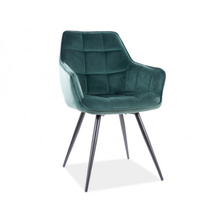 Fauteuil en velours matelassé et pieds en métal - Vert - H 90 cm