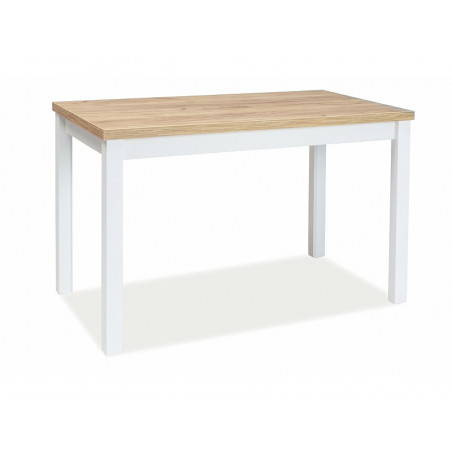 Table à manger en bois - 6 couverts - Blanc mat et beige - L 100 x P 60 x H 75 cm