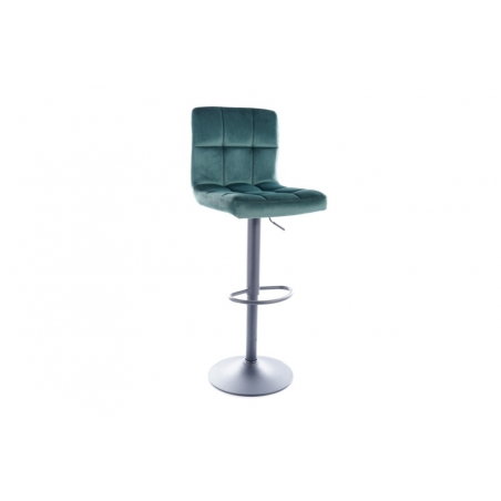 Tabouret réglable en velours - Vert - Pieds en métal argenté - H 96 cm x L 39 cm x P 39 cm