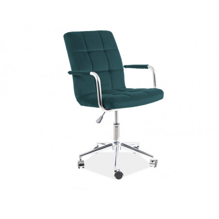 Chaise de bureau pivotante en velours matelassé série Q-022 - Vert - H 87 x L 51 x P 40 cm