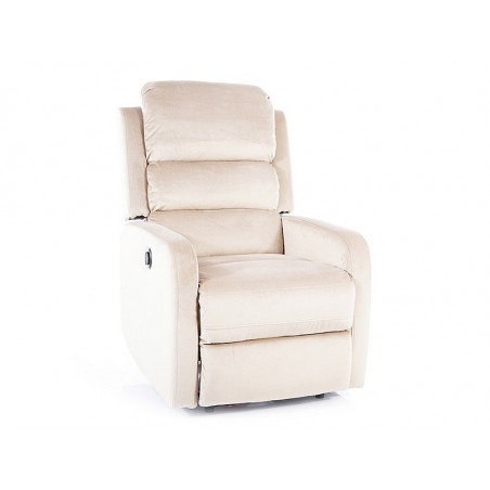 Fauteuil de relaxation éléctrique en velour PEGAZ - Beige - H 102 x L 64 x P 53 cm