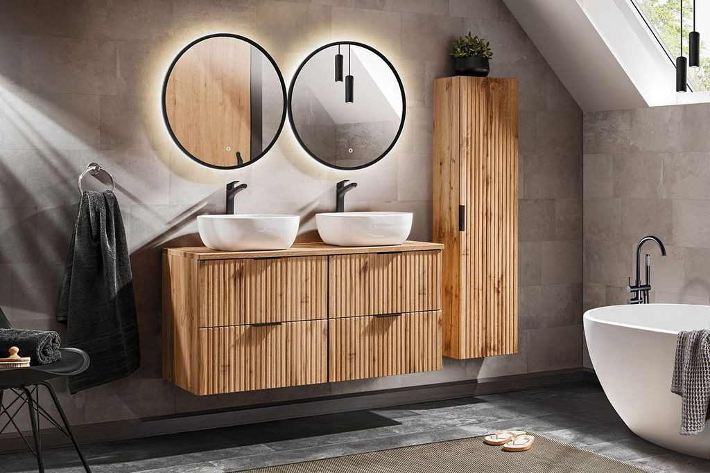 Ensemble Meuble salle de bain L 120 - Vasque + 3 tiroirs + miroir - Blanc -  ZOOM - Cdiscount Maison