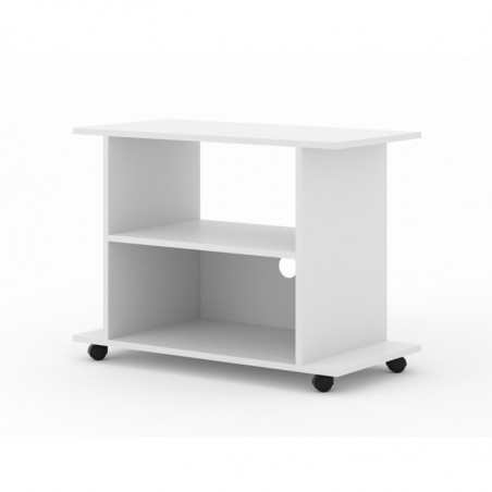 Meuble TV à roulettes Yogi en bois - Blanc - L 80 x P 40 x H 60 cm