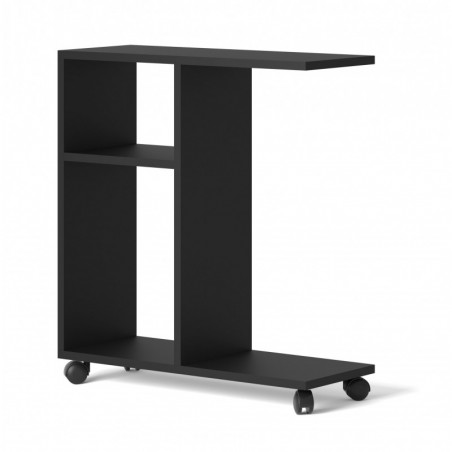 Table sur roulettes Trasco avec 2 étagères - Noir - L 60 x P 22 x H 45 cm