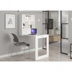 Bureau suspendu Tilt avec bureau dépliable en bois - Blanc - L 60 x P 24/90  x H 144 cm