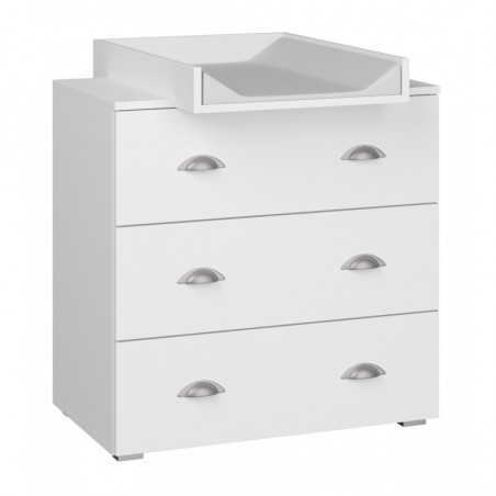 Commode avec plateau à langer en bois - Blanc - L 80 x P 48/72 x H 90 cm