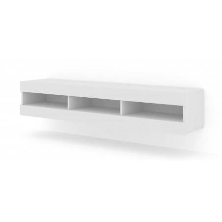 Meuble TV Manta avec 3 niches en bois - Blanc - L 160 x P 35 x H 30-32 cm