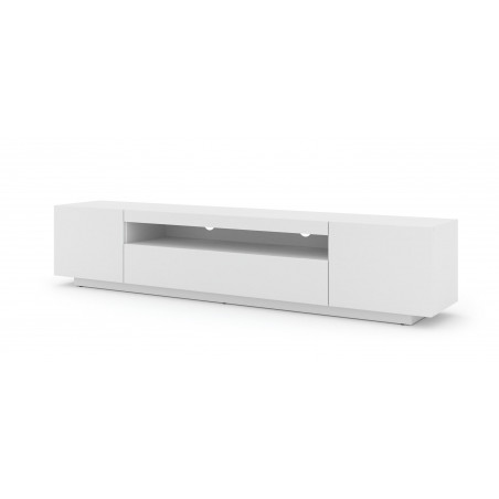 Meuble TV Aura avec 3 portes - Blanc mat - L 200 x P 37 x H 36-42 cm