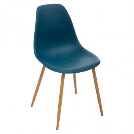 Chaise Taho en bois et plastique - Bleu - L 86 x P 52 x H 46 cm