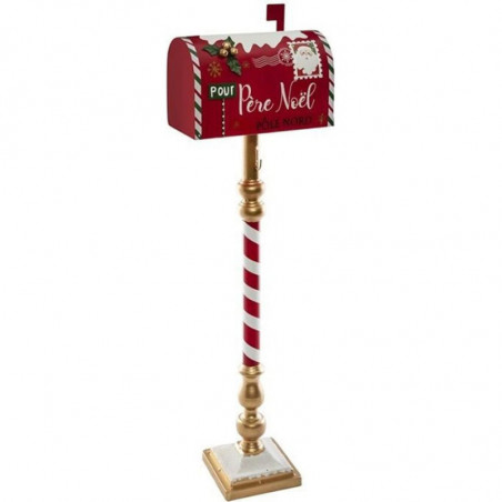 Boîte aux lettres de noël avec pied façon sucre d'orge en métal - Rouge - L 33 x P 18 x H 100,5 cm