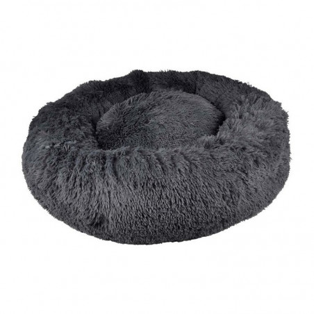 Coussin rond en fausse fourrure pour animaux - Gris anthracite - D 75 x H 24 cm