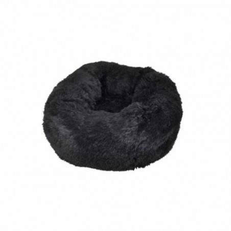 Coussin rond en fausse fourrure pour animaux - Noir - D 55 x H 25 cm