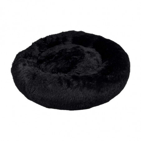 Coussin rond en fausse fourrure pour animaux - Noir - D 75 x H 24 cm