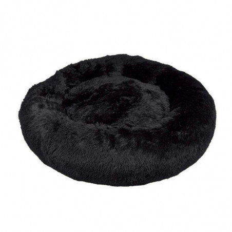 Coussin rond en fausse fourrure pour animaux - Noir - D 95 x H 22 cm