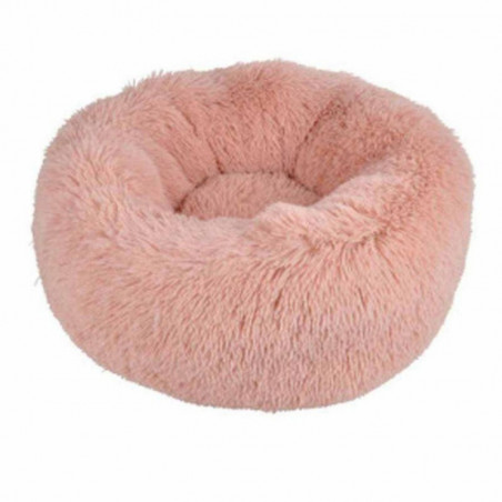 Coussin rond en fausse fourrure pour animaux - Rose - D 55 x H 25 cm