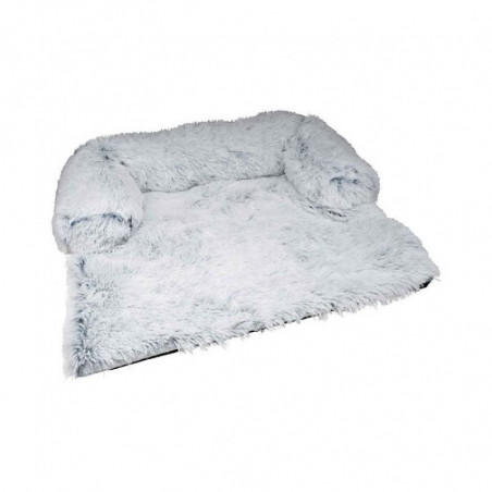 Protège canapé avec traversin en fausse fourrure pour animaux - Blanc - L 100 x l 85 cm