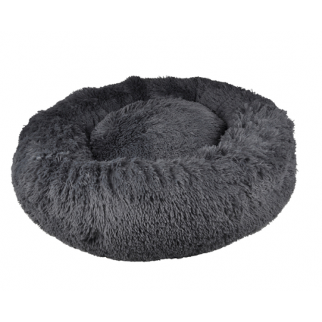 Coussin rond en fausse fourrure pour animaux - Gris anthracite - D 95 x H 22 cm