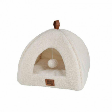 Tente en tissu à bouclettes pour animaux - Blanc - 38 x 38 x H 30 cm - Gamme Wooly