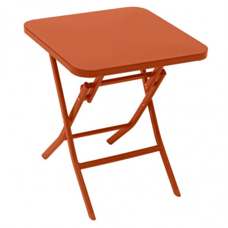 Table d'appoint carré pliante en acier - Orange - 40 x 40 x H 45 cm - Gamme Greensboro
