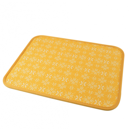 Tapis de repas antidérapant pour animaux à motifs Ethnic - Jaune - L 45 x 35 cm