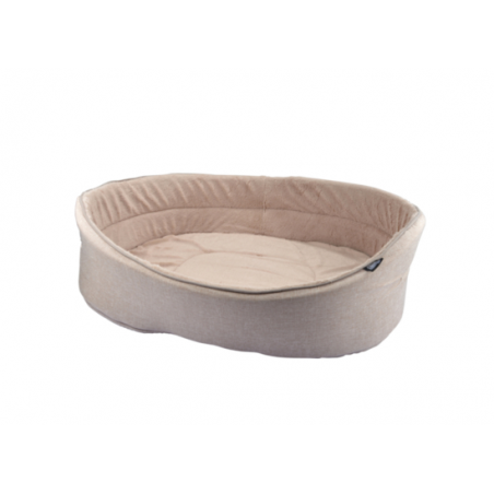 Panier ovale pour animaux avec intérieur aspect peluche - Beige - L 45 x l 28 cm - Gamme Newton