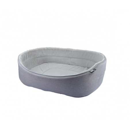 Panier ovale pour animaux avec intérieur aspect peluche - Gris - L 65 x l 48 cm - Gamme Newton