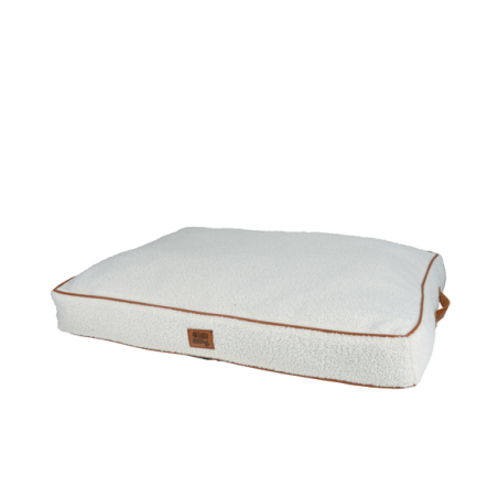 Coussin rectangle pour animaux en tissu à bouclettes - Blanc - L 100 x l 80 x H 15 cm - Gamme Wooly