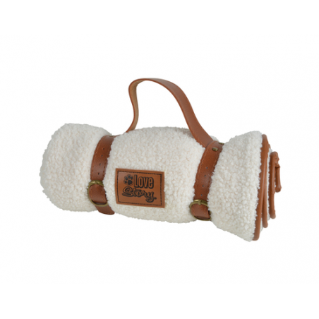 Plaid en tissu à bouclettes pour animaux - Blanc - L 70 x l 50 cm - Gamme Wooly