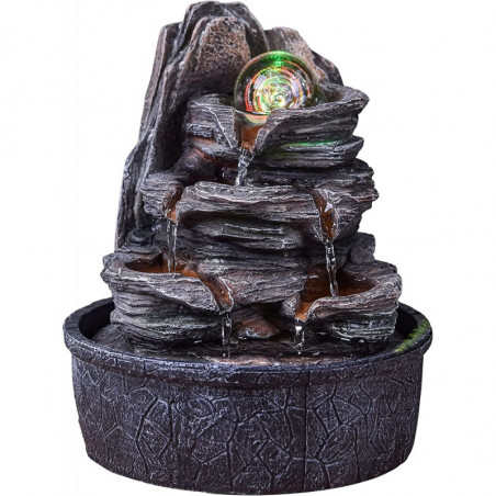 Fontaine nature Luberon avec LED - Gris - H 19 cm