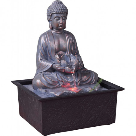 Fontaine Bouddha Sutra avec LED - Gris - H 25 cm