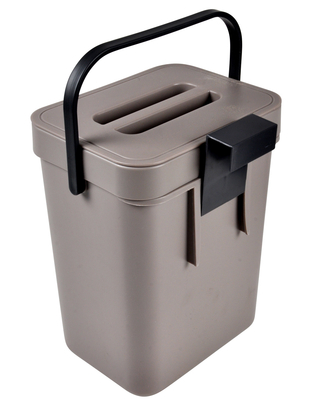 Poubelle de compost accrochable et repositionnable en plastique - 5L - Gris  - L 18 x l 14 x H 24 cm
