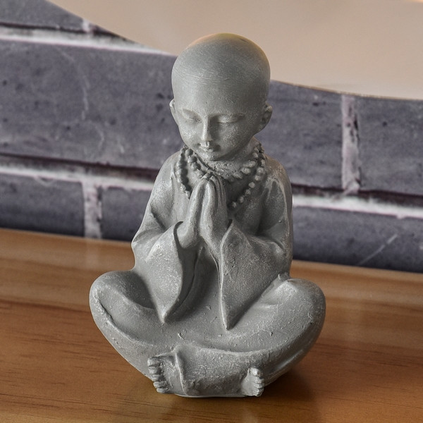 Statue ENFANT BALLON en résine gris clair