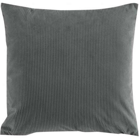 Coussin déhoussable en tissu effet velours cotelé Casual - Gris anthracite - 40 x 40 cm