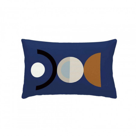 Coussin déhoussable en polyester avec formes géométriques Neoline - Bleu - 30 x 50 cm