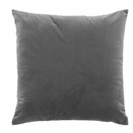 Coussin déhoussable en relief effet velours uni Velouriane - Gris anthracite - 50 x 50 cm