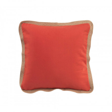 Coussin déhoussable en polycoton avec finition en jute Kelonia - Orange - 40 x 40 cm